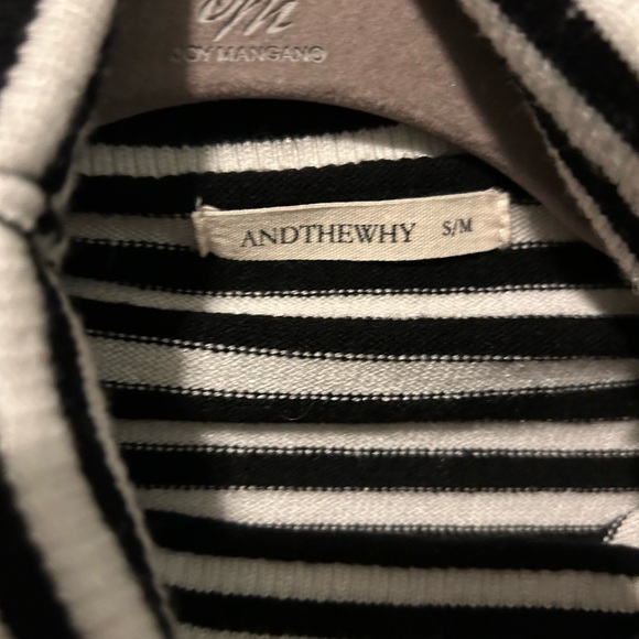 Boutique Black White multicolored mock neck turtle neck boxy Sweater - Picture 2 of 5